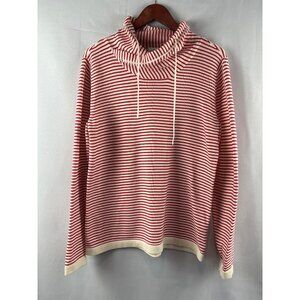 Cabi Red & White Striped Hoodie Sweater M Cotton/Acrylic Blend For Women